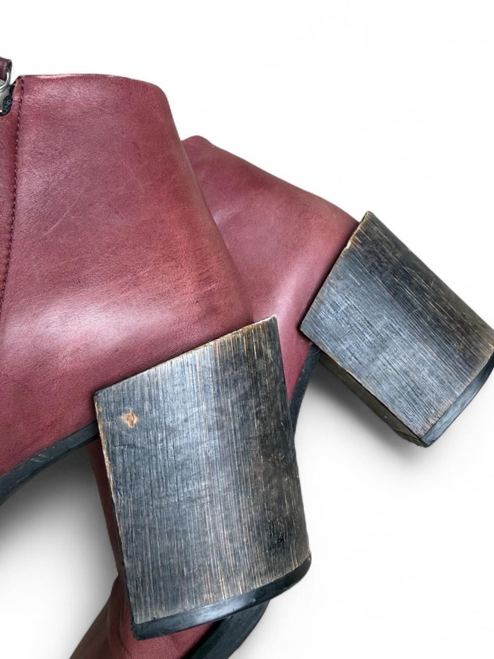 COS Limited Collection Burgundy Leather Block Heel Boots EU 40 - Picture 7 of 8